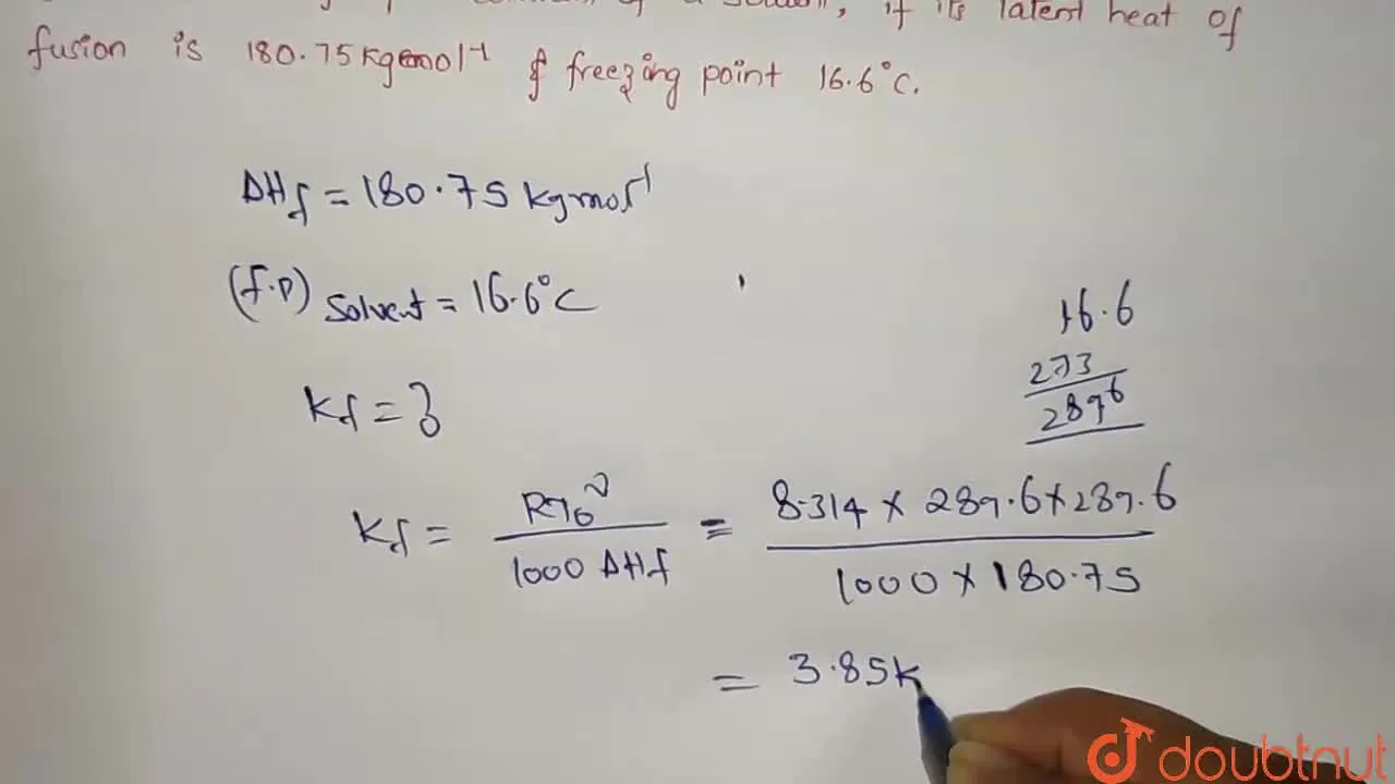 [Telugu] Calculate the cryscopic constant of a solvent, If its latent