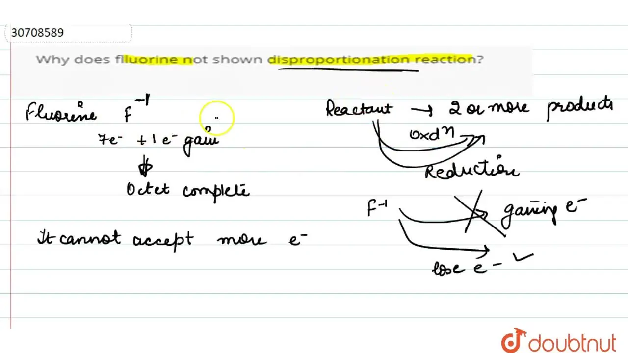Why does fluorine not shown disproportionation reaction?