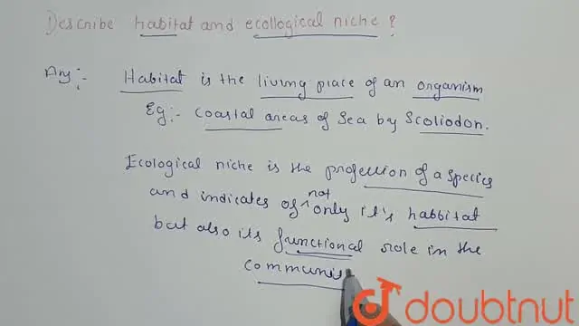 [Kannada Solution] Describe habitat and ecollogical niche,