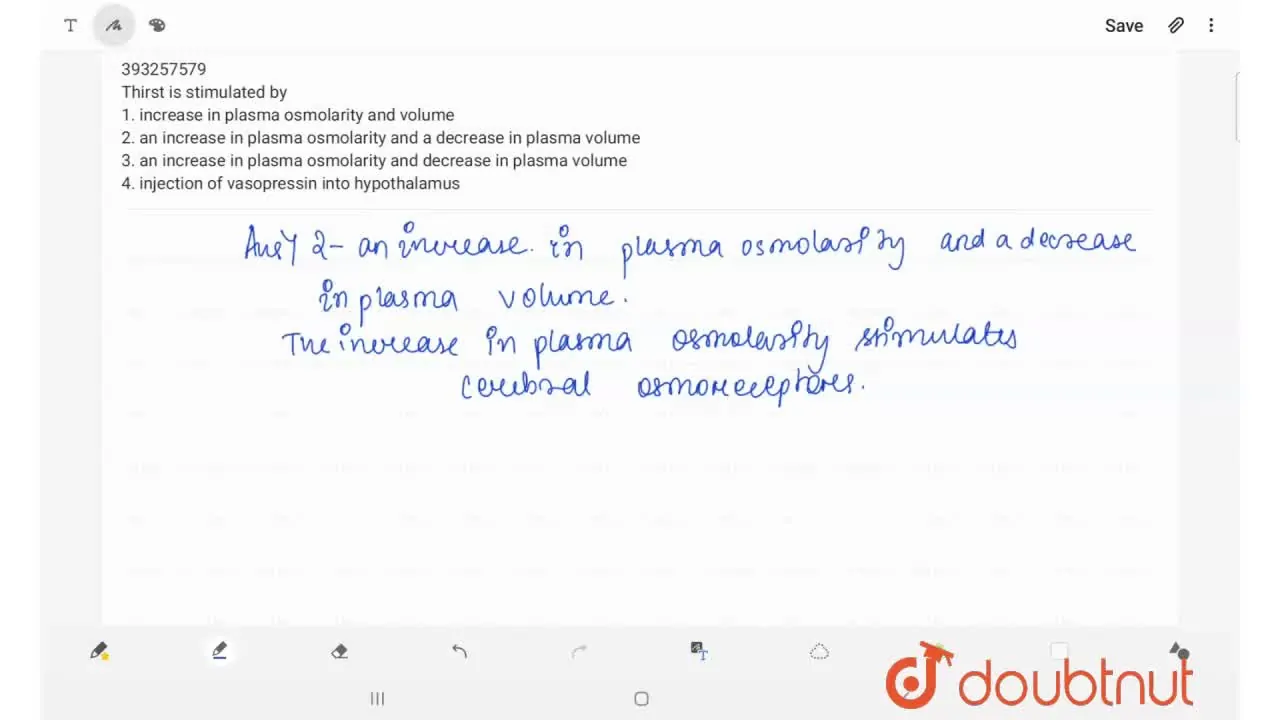 An decrease in plasma osmolarity and increase in plamsa volume