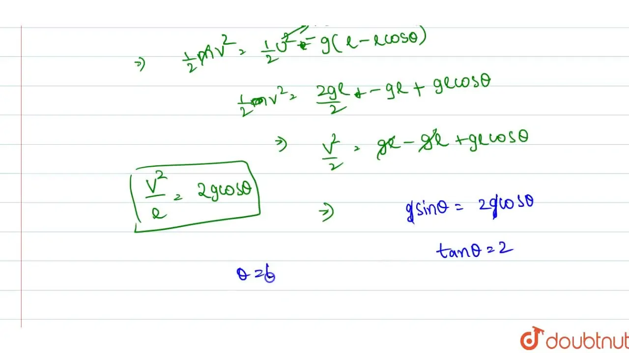 A particle of mass m is suspended by a string of length l from a fixed