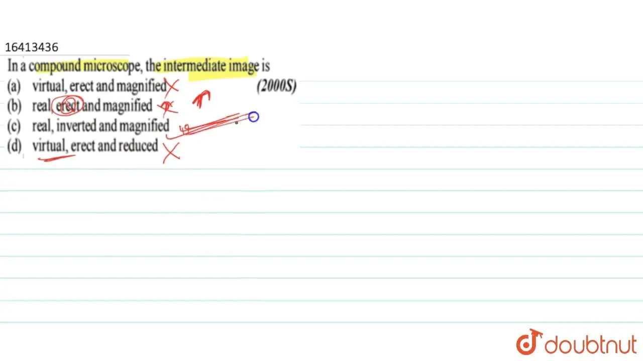 In a compound microscope, the intermediate image is
