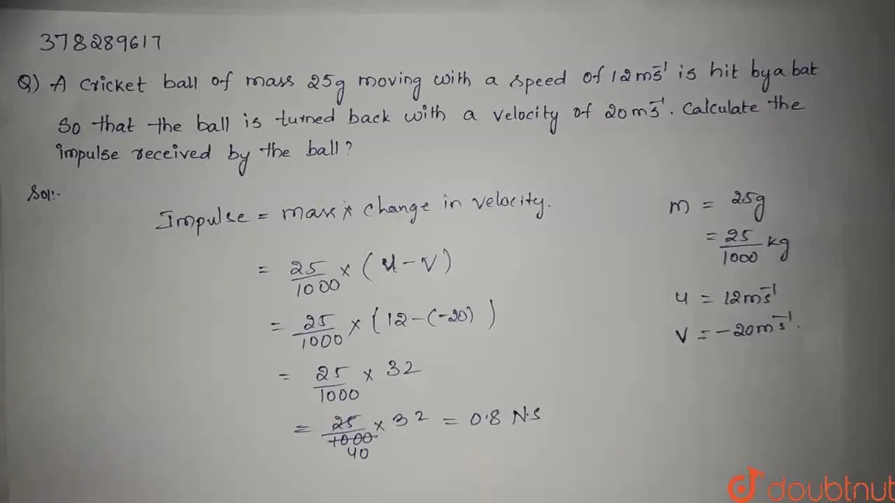 [Tamil Solution] A cricket ball of mass 25 g moving with a speed of 12
