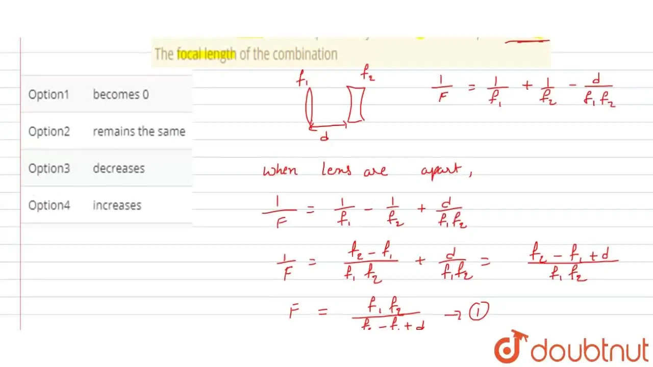 [Kannada] A convex and a concave lens separated by distance d are then