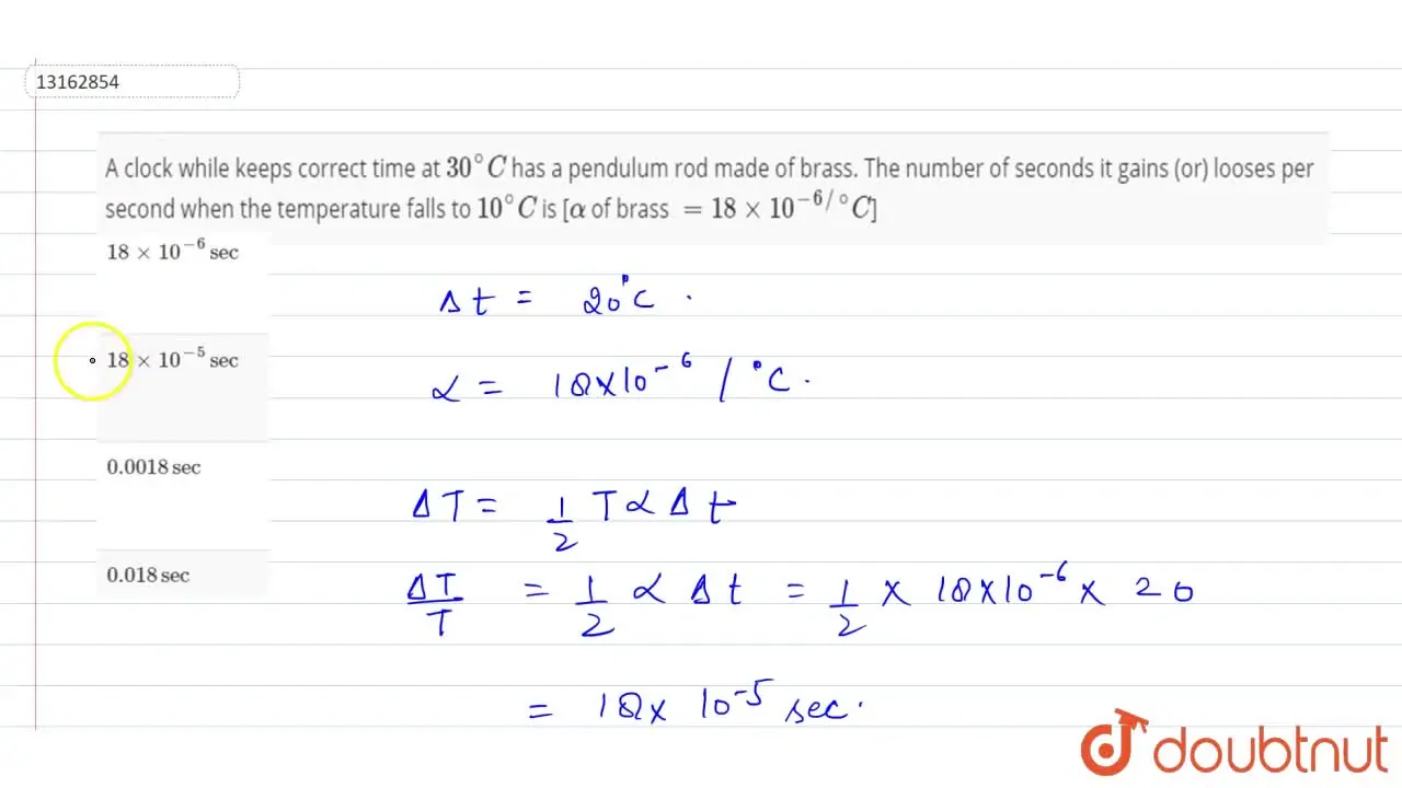 A clock while keeps correct time at 30^()C has a pendulum rod made of