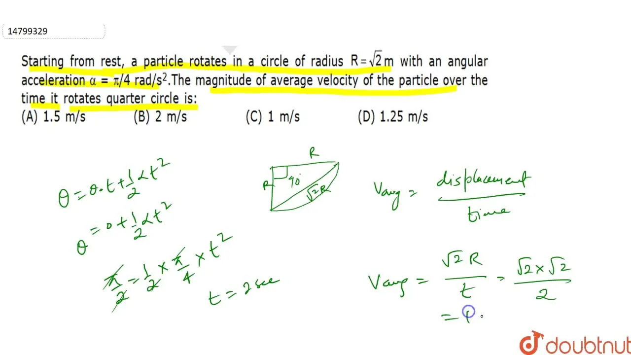 Starting from rest, a particle rotates in a circle of radius R 2 m w