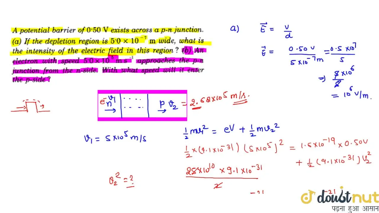 A Potential Barrier Of 0.50V Exists Across A P-n Junction.(a) If The D