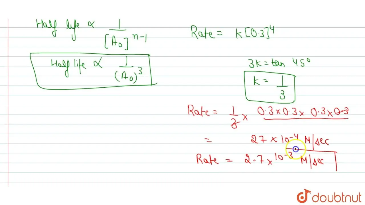 Half Life Of The Reactant Will Be Inversely Proportional Of Square To