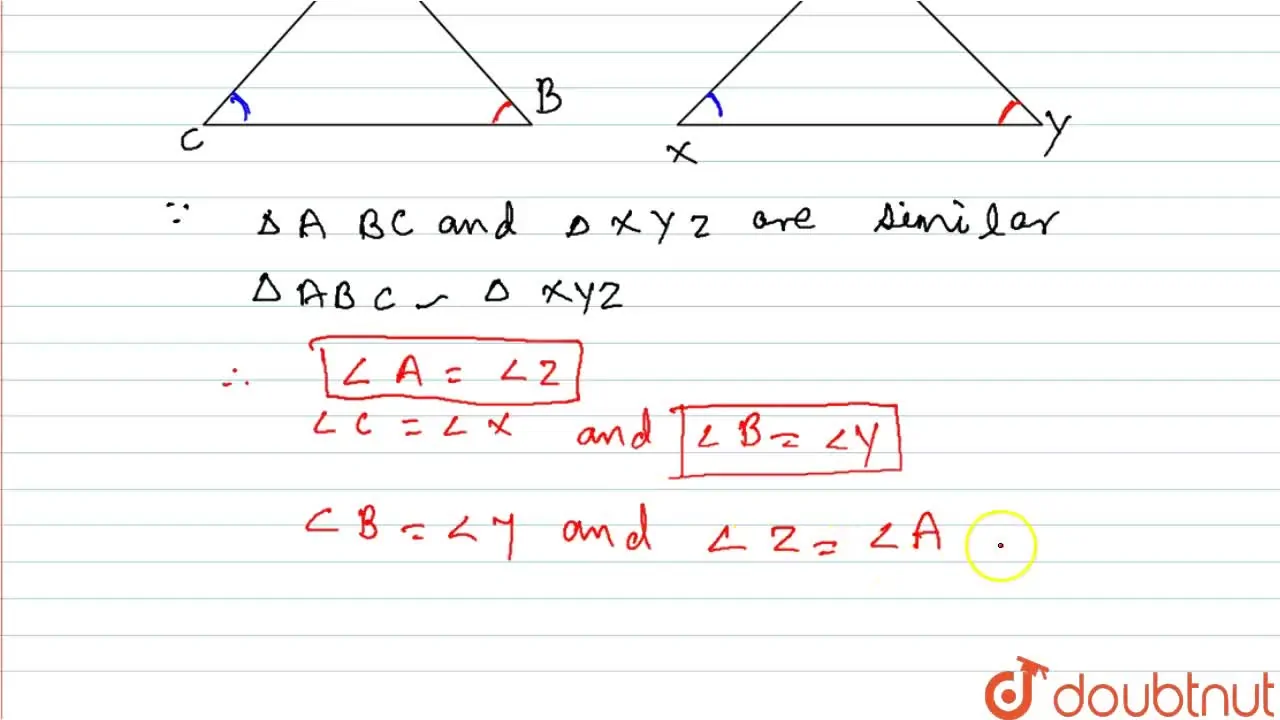 If DeltaABC ~DeltaZYX, then name the angles equal to DeltaB and DeltaZ