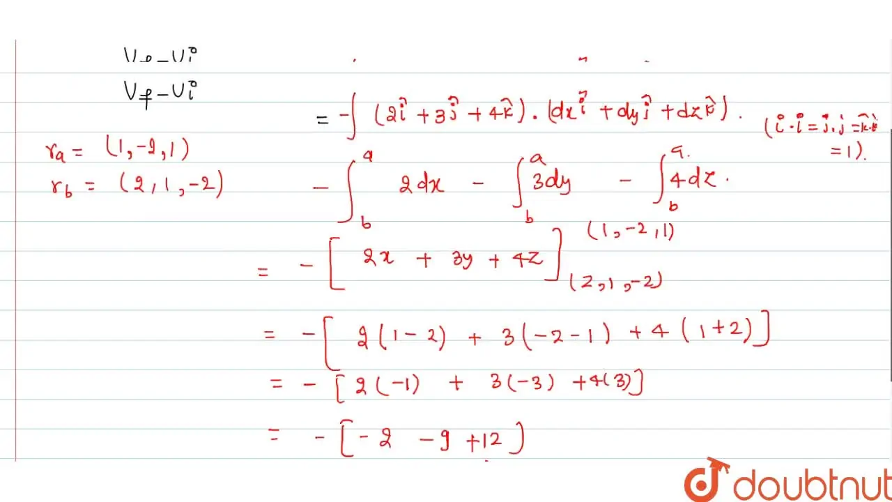 Find V(ab) in an electric fiels vec E = (2 hat I + 3 hat j + 4 hat k)