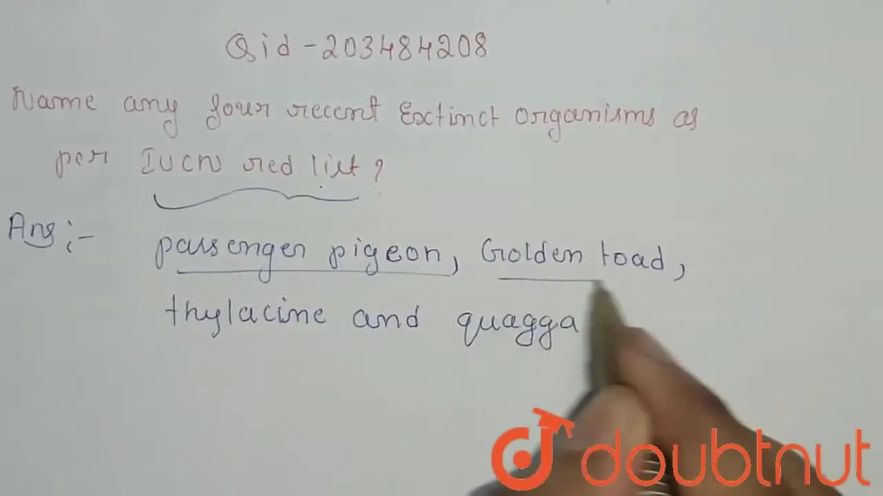 [Kannada Solution] . Name any four recent extinct organisms as per IUC