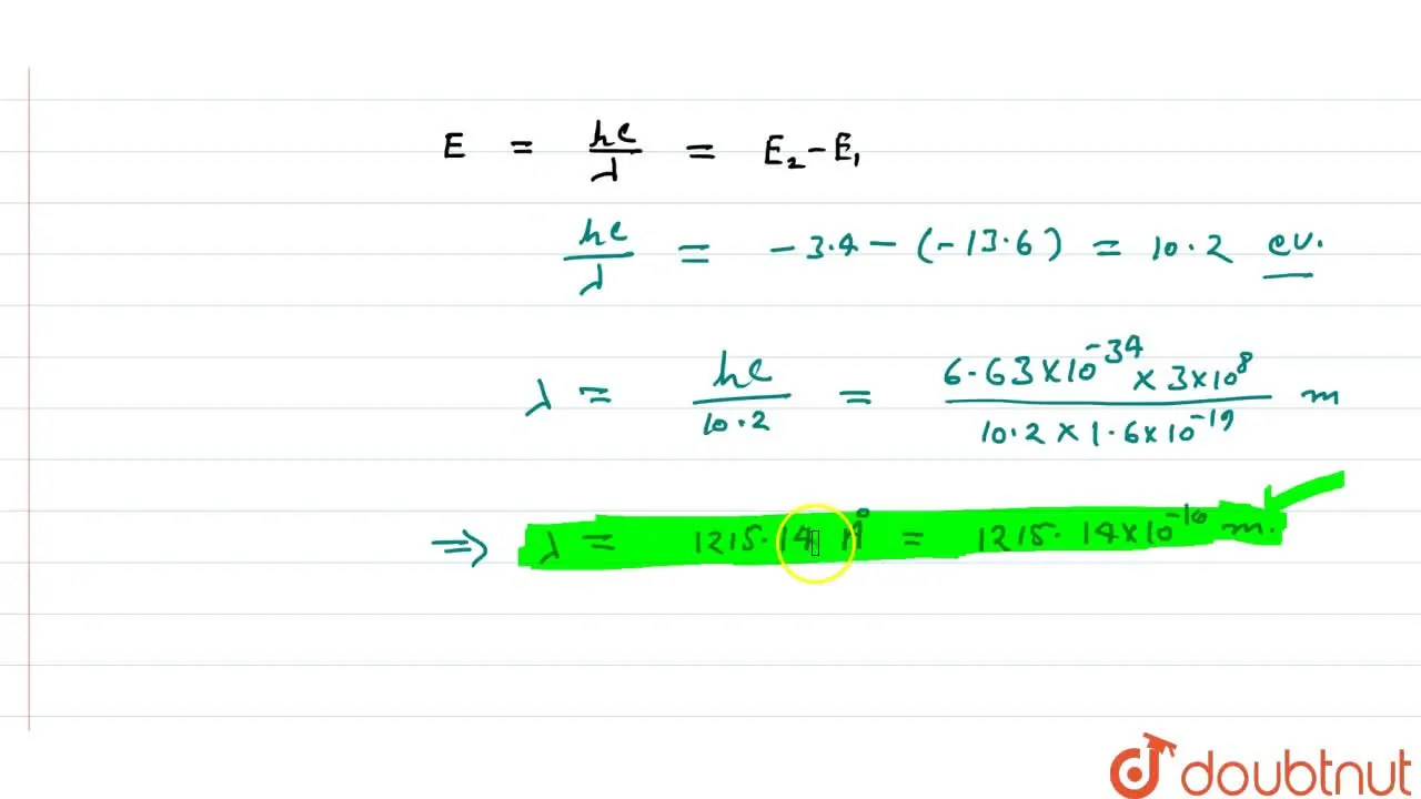 If The Wavelength Of The First Member Of Balmer Series In Hydrogen Spe