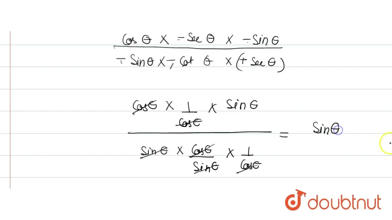 What is the value of : (sin(90^(@)-theta)sec(180^(@)-theta)sin(-the