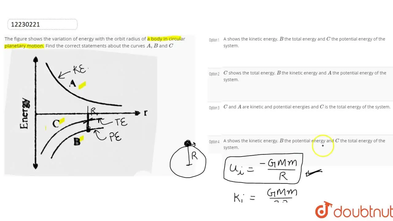 C And A Are Kinetic And Potential Energies Respectively And B Is The T