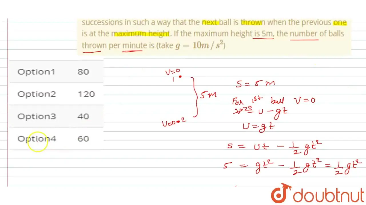[Kannada] A very large number of balls are thrown verticlaly upwards i