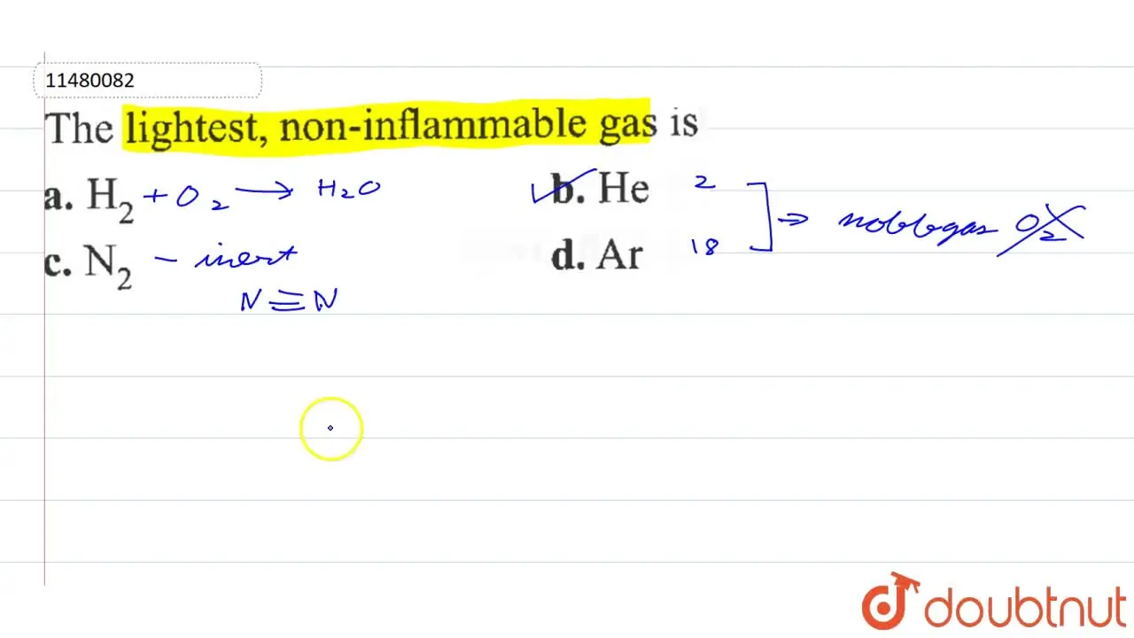 The lightest, noninflammable gas is