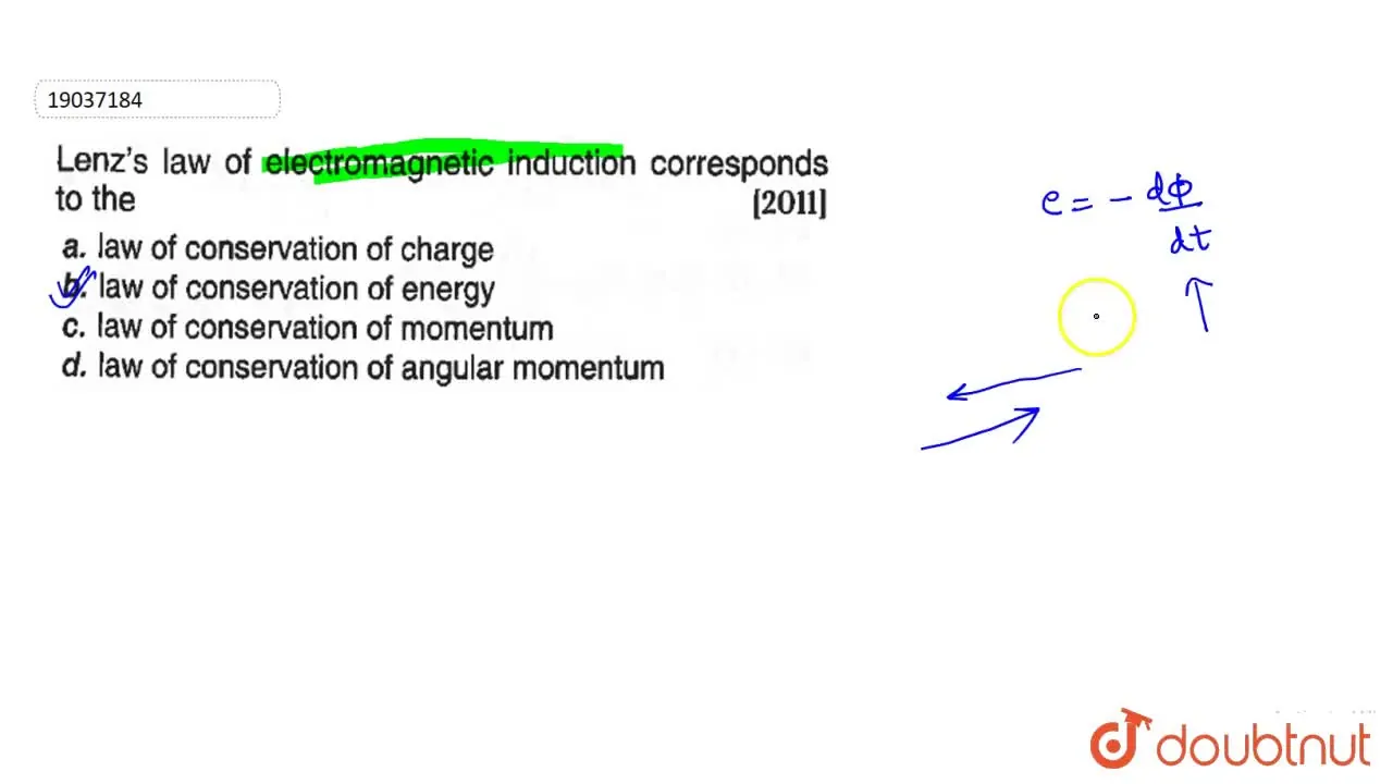 Lenz's law of induction corresponds to the