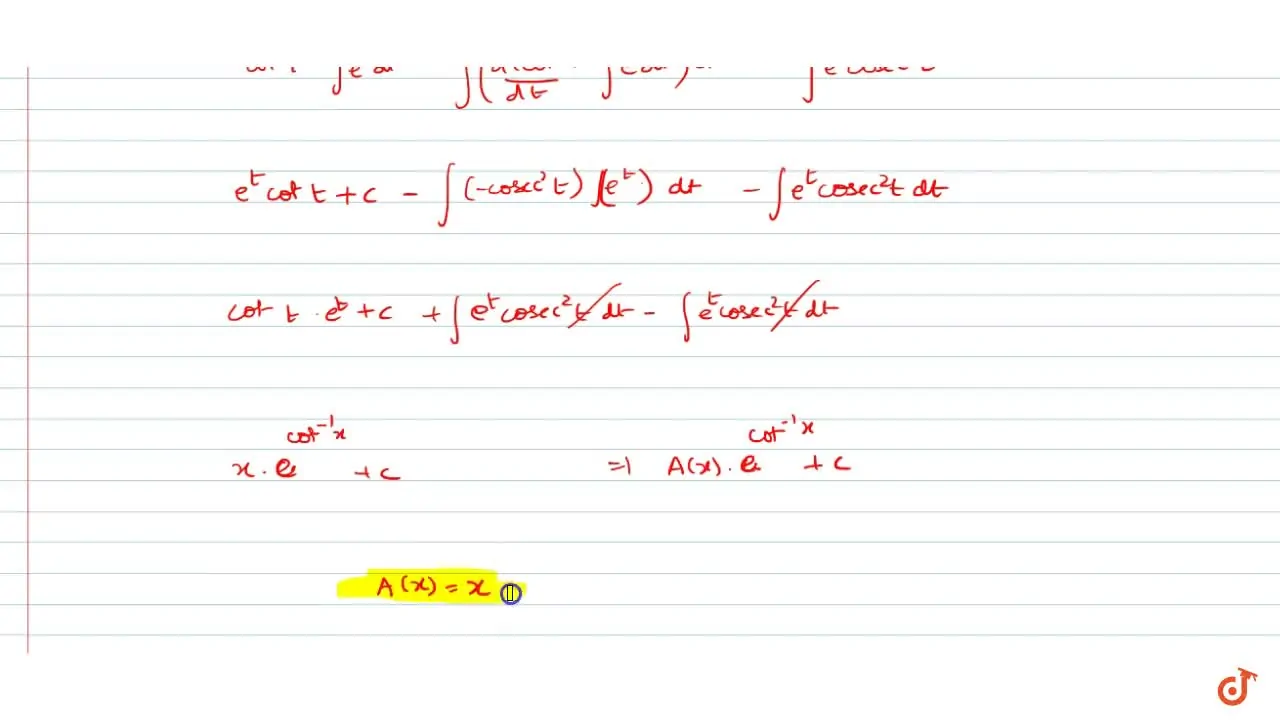 If int ((x^2x+1)/(x^2+1) ) e^(cot^(1)x dx)=A(x) e^(cot^(1)x)+c, A=
