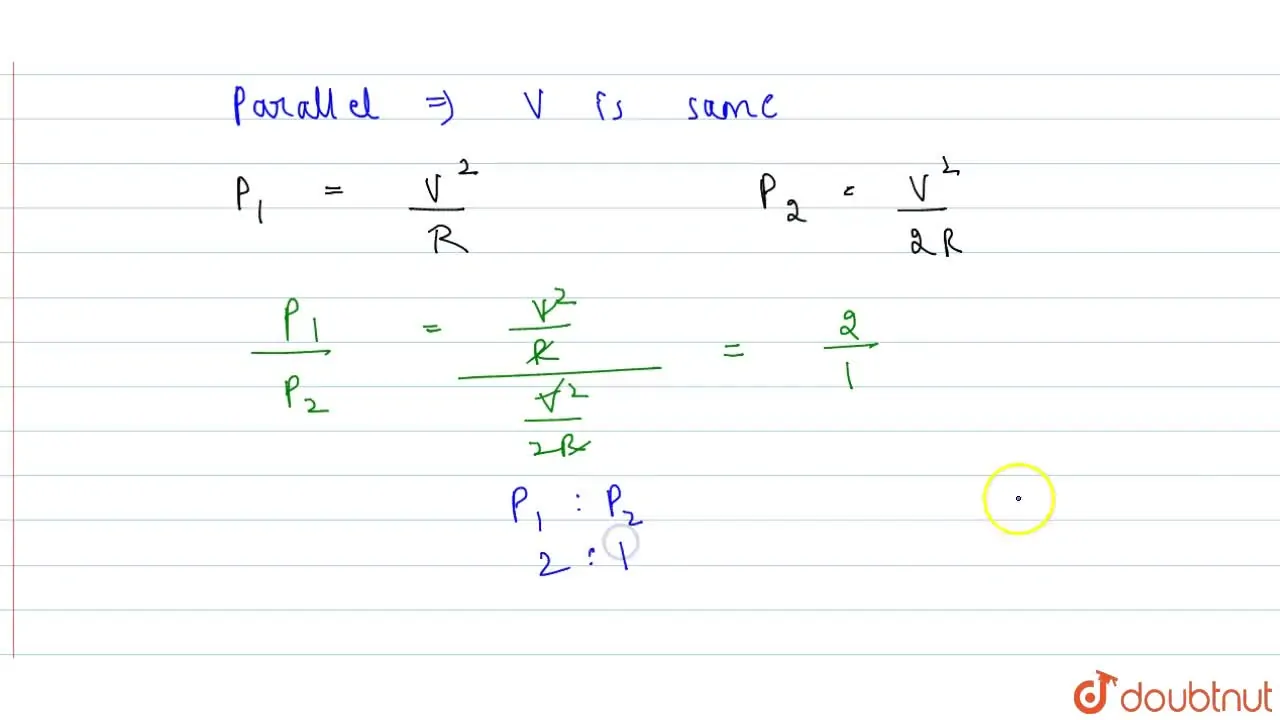 Two wires having resistance R and 2 R are connected in parallel, the r