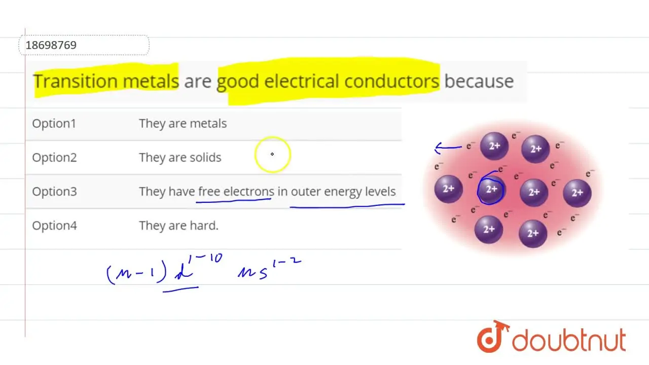 Transition metals are good electrical conductors because