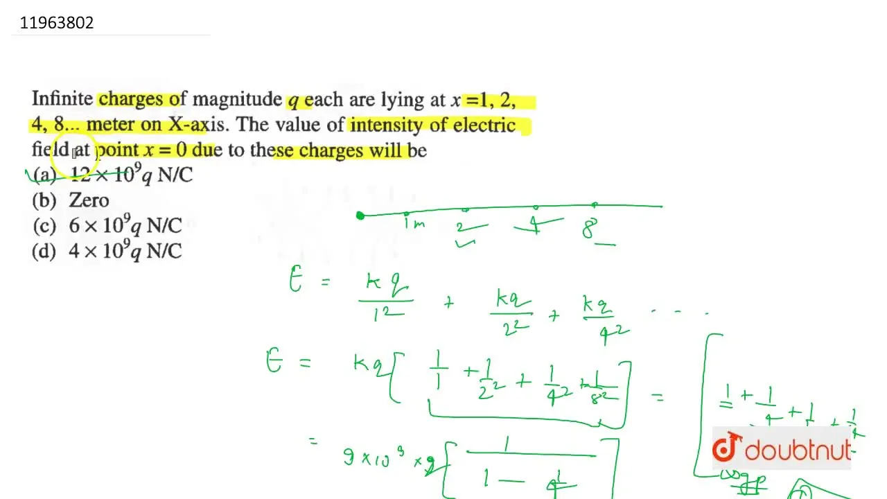 Infinite Charges Of Magnitude Q Each Are Lying At X= 1,2,4,8….meter On