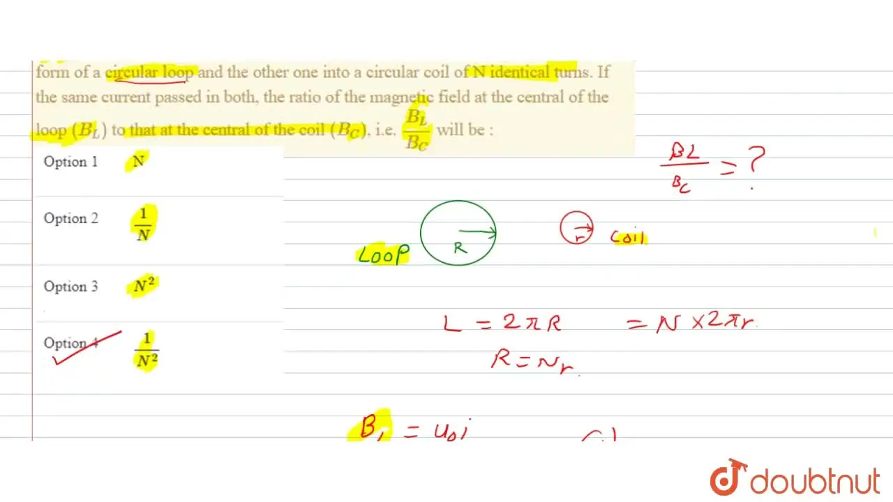 One of the two identical conducting wires of length L is bent in the f