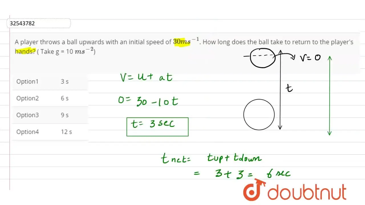 A player throws a ball upwards with an initial speed of 30 m s^(1). H