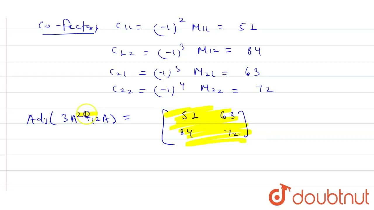 If A=|{:(,2,-3),(,-4,1):}| then adj (3A^(2)+12A) is equal to