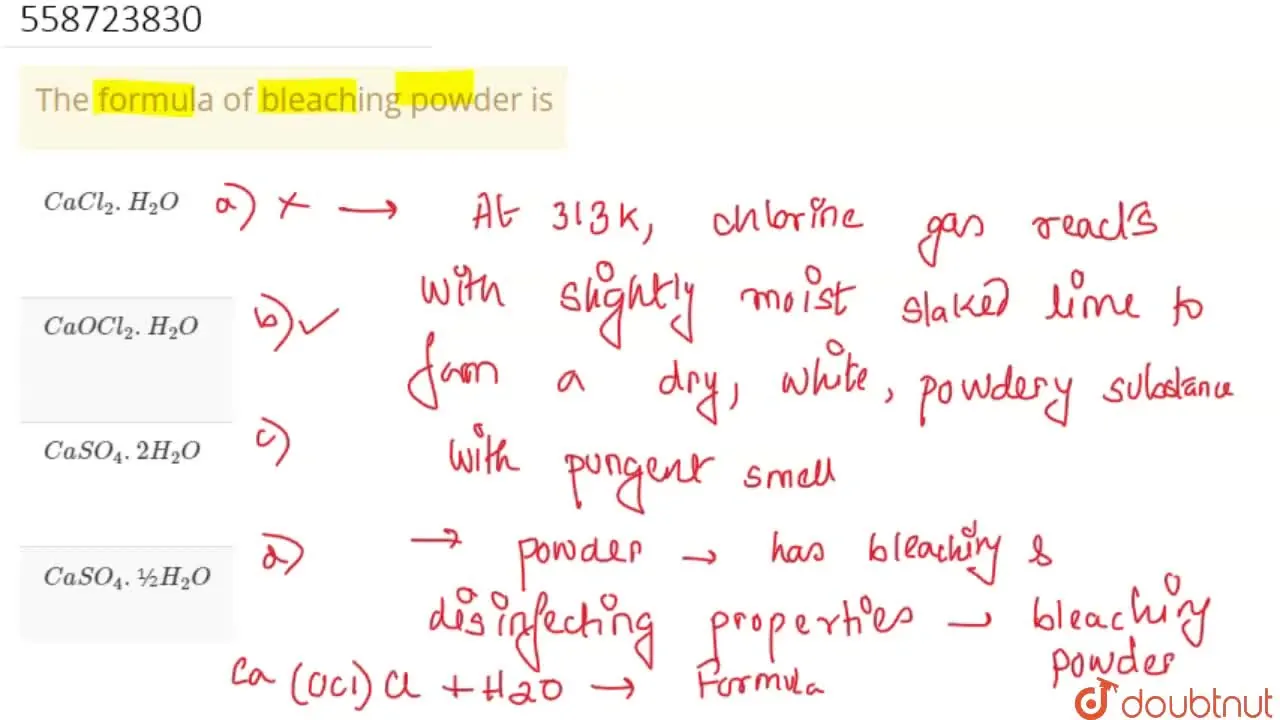 [Bengali] The formula of bleaching powder is