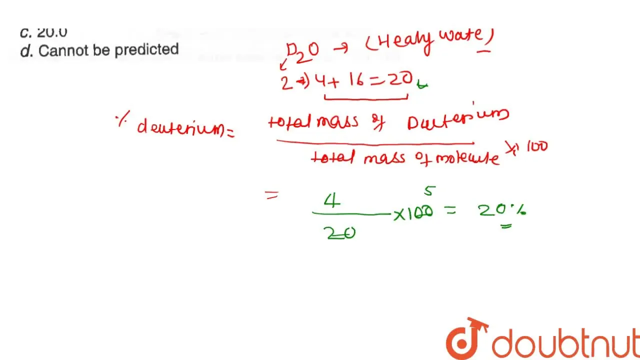 Mass precentage of deuterium in heavy water is