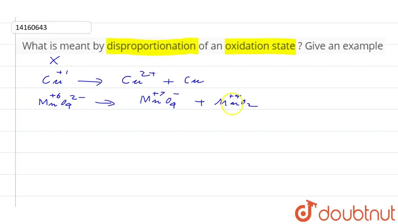 What is meant by disproportionation of an oxidation state ? Give an e
