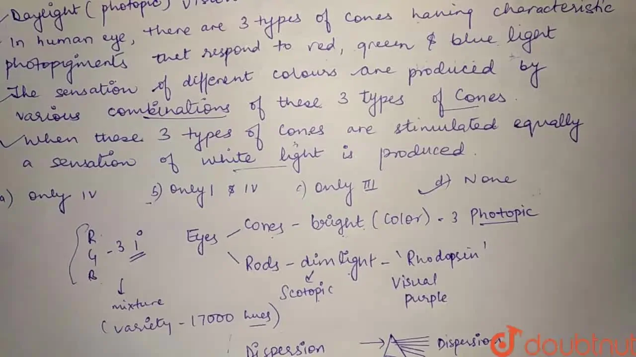 Which of the following statements is false about cones? I. The da