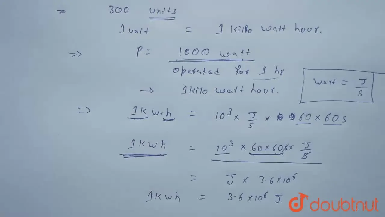 What is the commercial unit of electric energy? Obtain the relation be