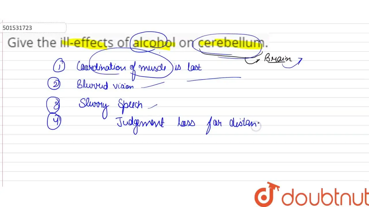 Give the illeffects of alcohol on cerebellum.