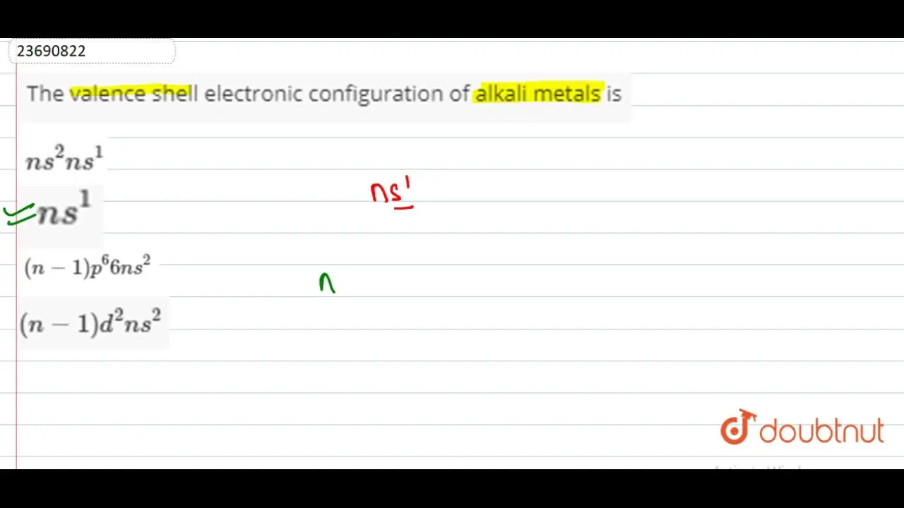The valence shell electronic configuration of alkali metals is