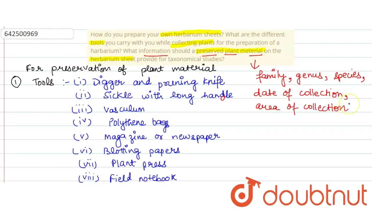 How do you prepare your own herbarium sheets? What are the different t