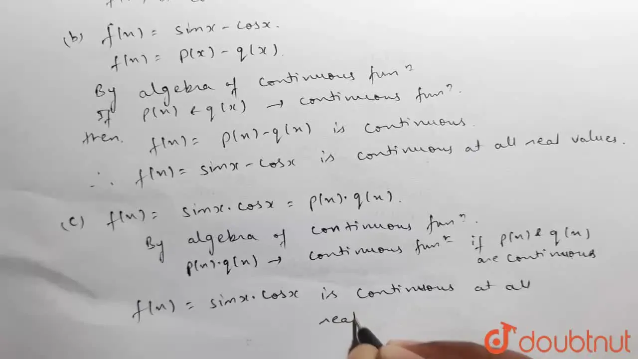 Discuss the continuity of the following functions (a) f(x) = sin x