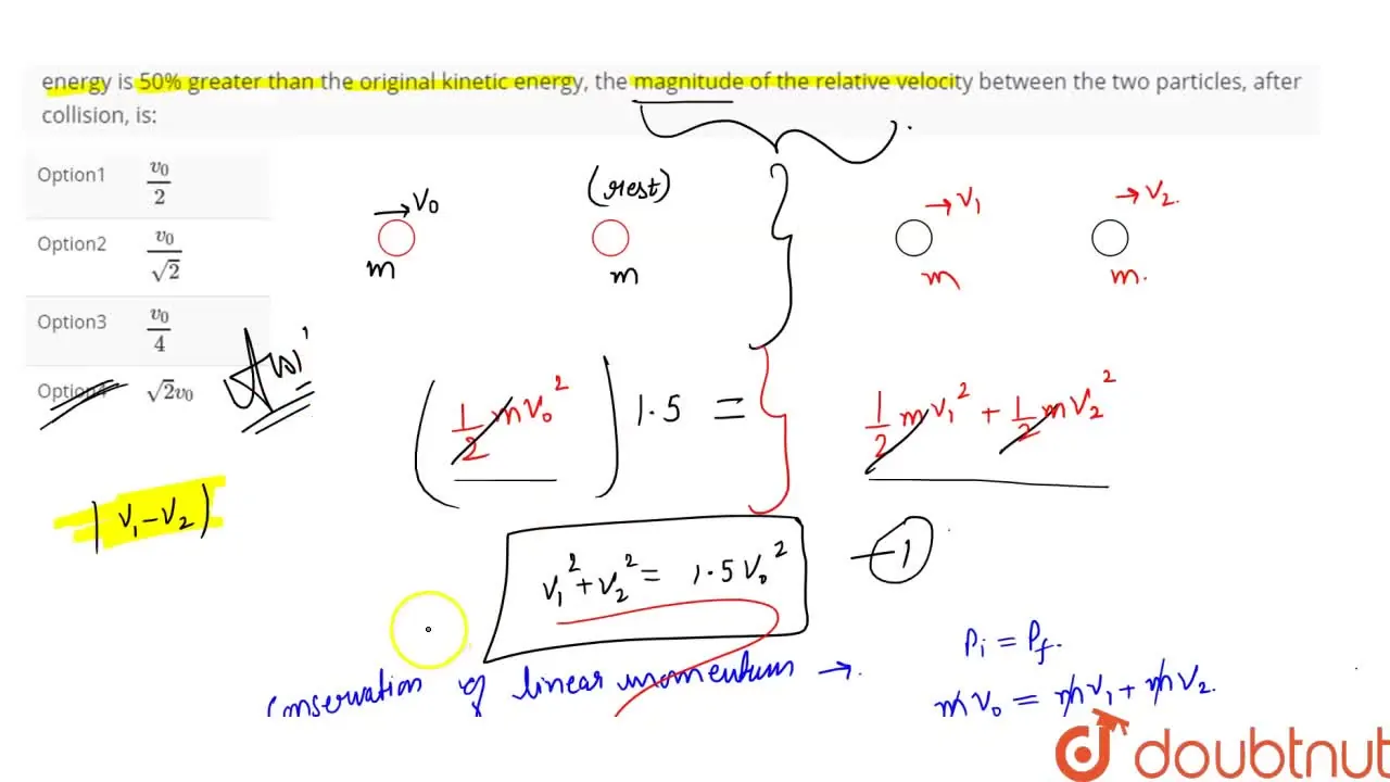 In a collinear collision, a particle with an initial speed v0 strikes