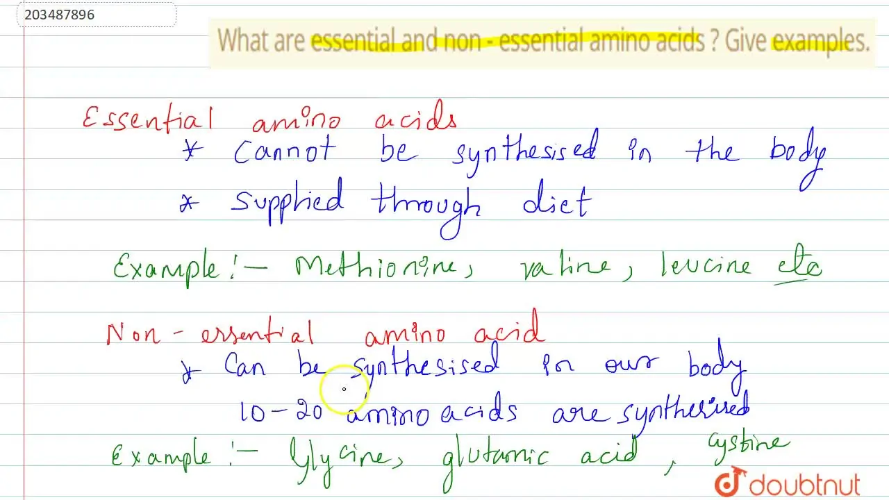 [Kannada] What are essential and non essential amino acids