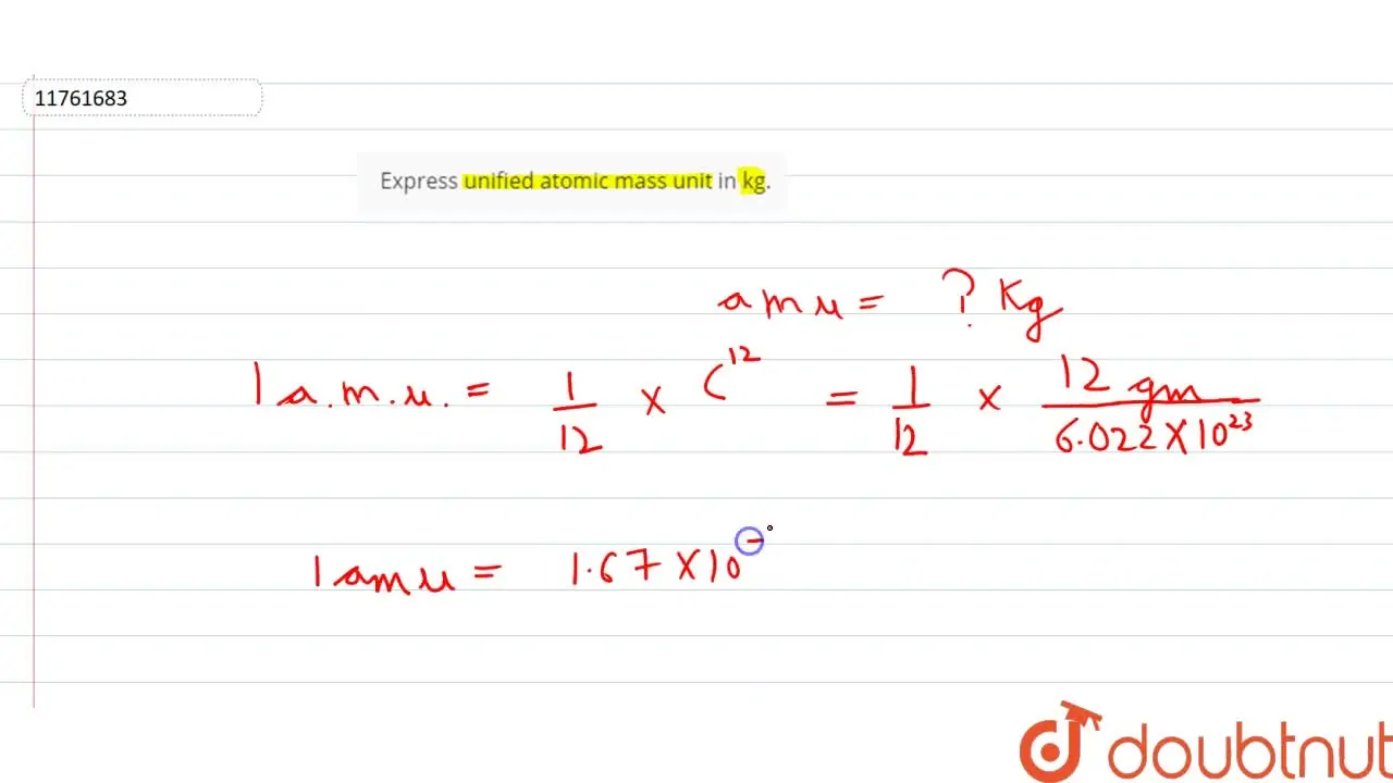 express-unified-atomic-mass-unit-in-kg