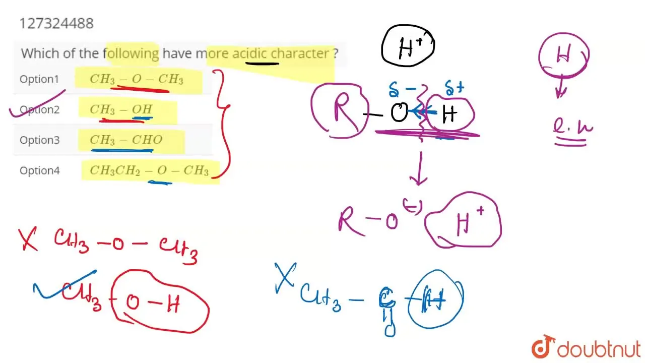 Which of the following have more acidic character