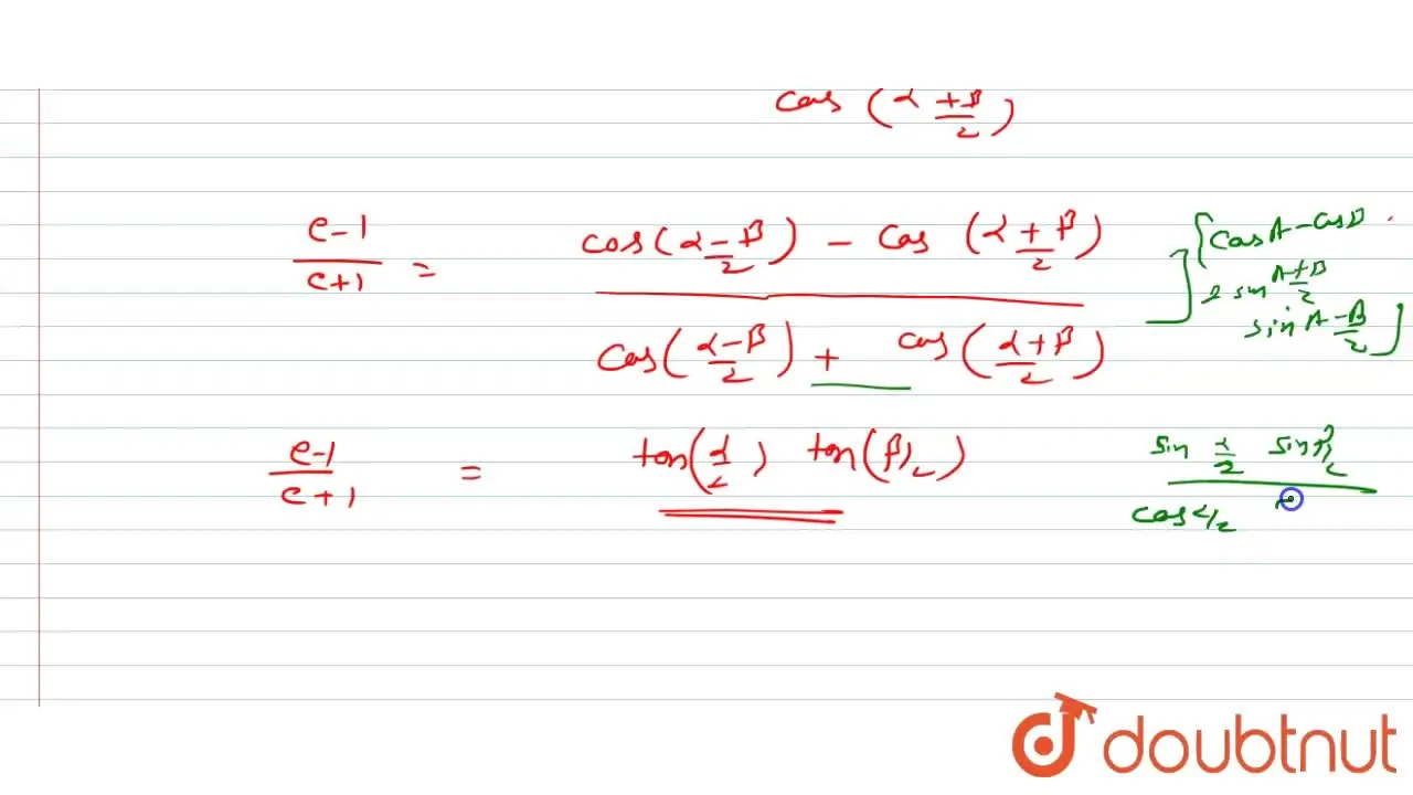 If Alpha And Beta Are Eccentric Angles Of The Ends Of A Focal Chord Of