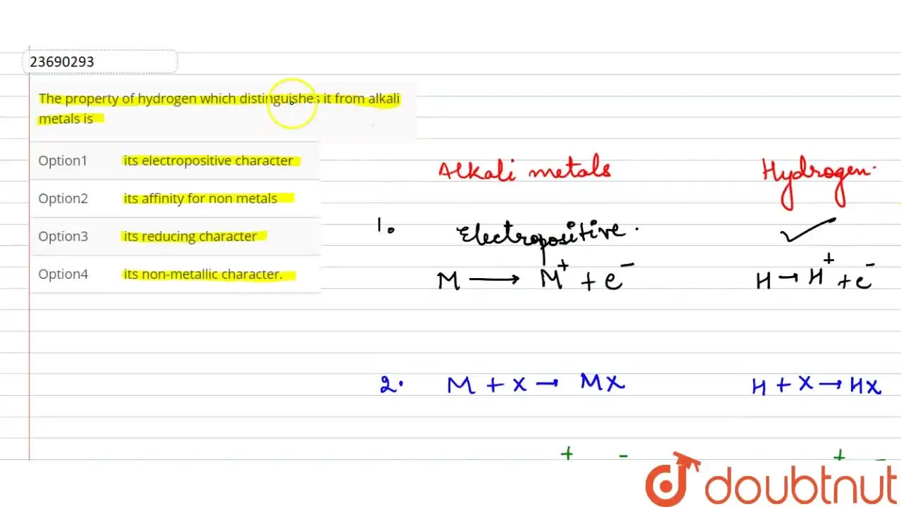 The proerty hydrogen which distinguishes it from alkali metals is