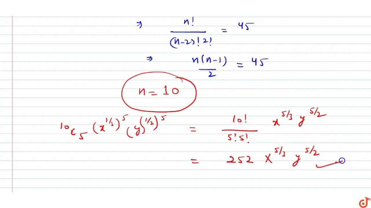 Find the sixth term in the expansion (y^(1/2)+x^(1/3))^n , if the bino