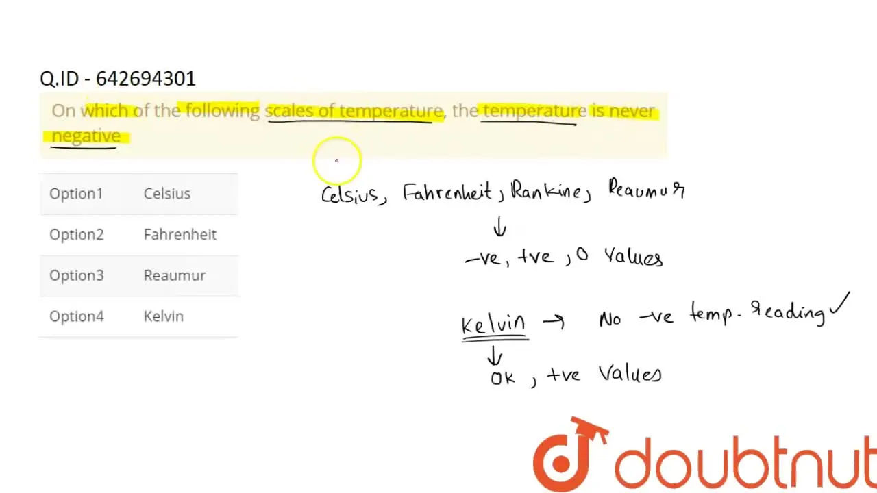 [Telugu] On which of the following scales of temperature, the temperat