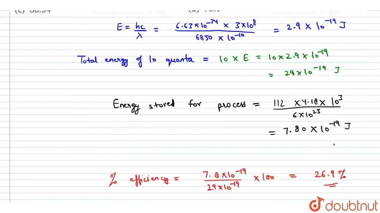 In a measurement of quantum efficiency of photosynthesis in green plan
