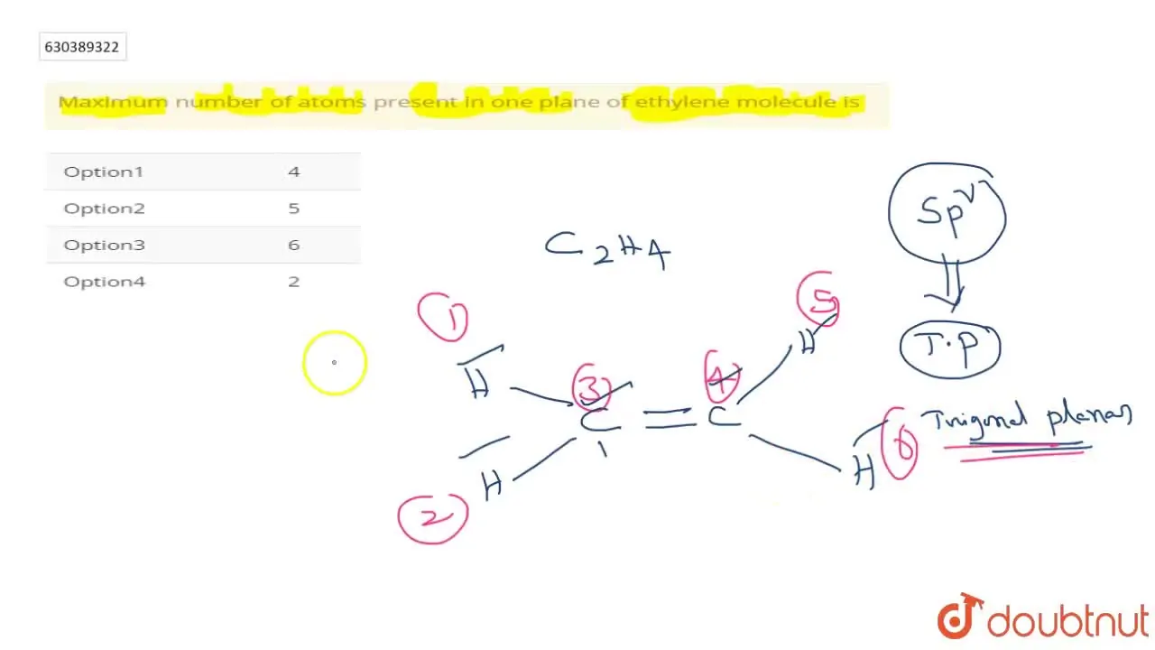 Telugu Maximum number of atoms present in one plane of ethylene mole