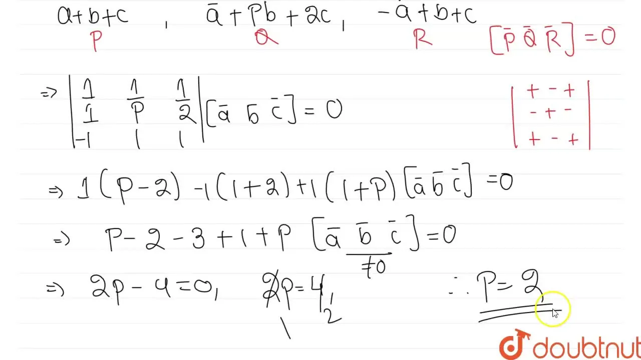 Telugu For Non Coplanar Vectors Barabarb And Barc Determine P For 1552