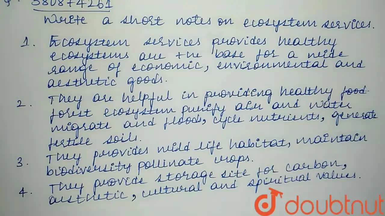 Write a short note on ecosystem services.