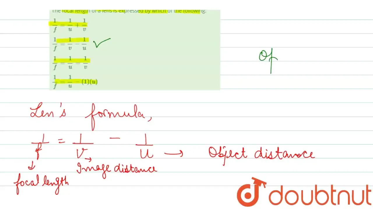 [Punjabi] The focal length of a lens is expressed by which of the foll
